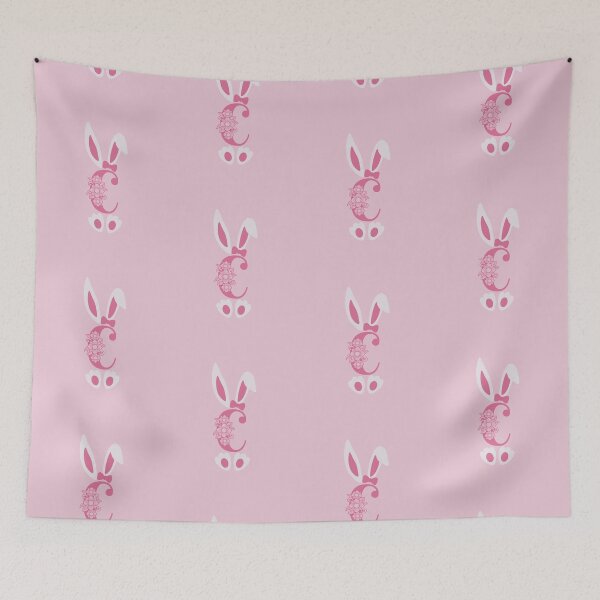 Item preview, C Letter Floral Monogram Initial Pink Bunny Easter designed and sold by SpringMoonPress.