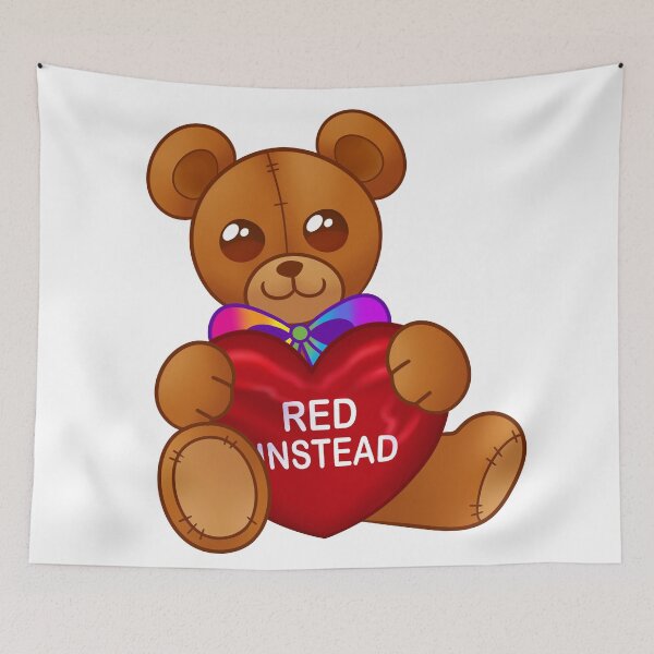 Item preview, "Red Instead" Autism Awareness Teddy Bear with Red Heart designed and sold by PictionaryModus.