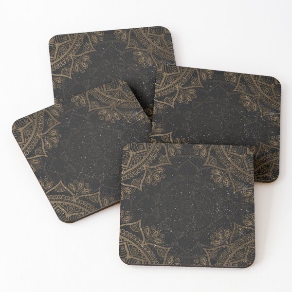 Item preview, gold and black sparkle mandala luxury pattern designed and sold by Beeroclock.