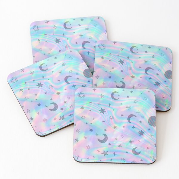 Item preview, neon pink and blue holo black star pattern designed and sold by Beeroclock.