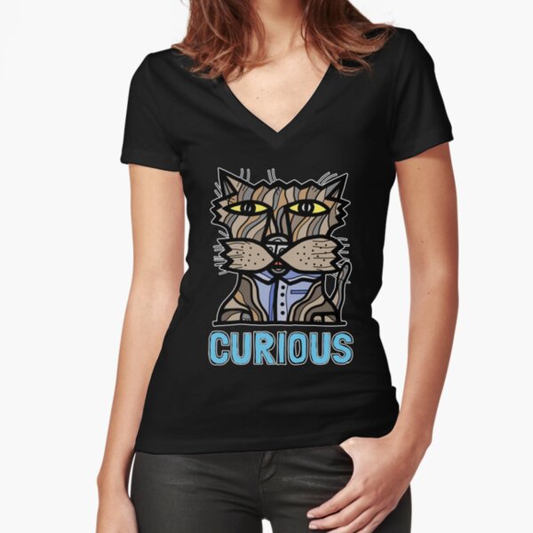 "Curious" Fitted V-Neck T-Shirt