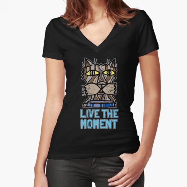 "Live the Moment" Fitted V-Neck T-Shirt