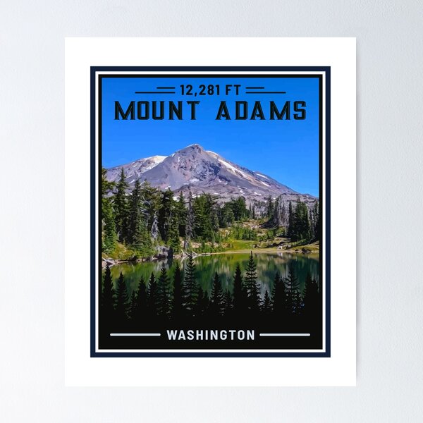 Mt Adams Summer, Mount Adams Art Painting Print Mountain Illustration,  Washington Mountain Print, Wilderness Mountain Art Topo Map Art 