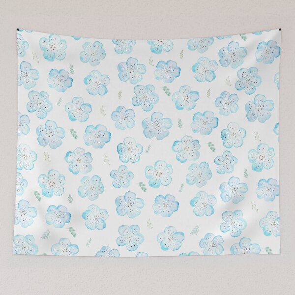 Item preview, blue Nemophila flowers and leaves pattern  designed and sold by ColorandColor.