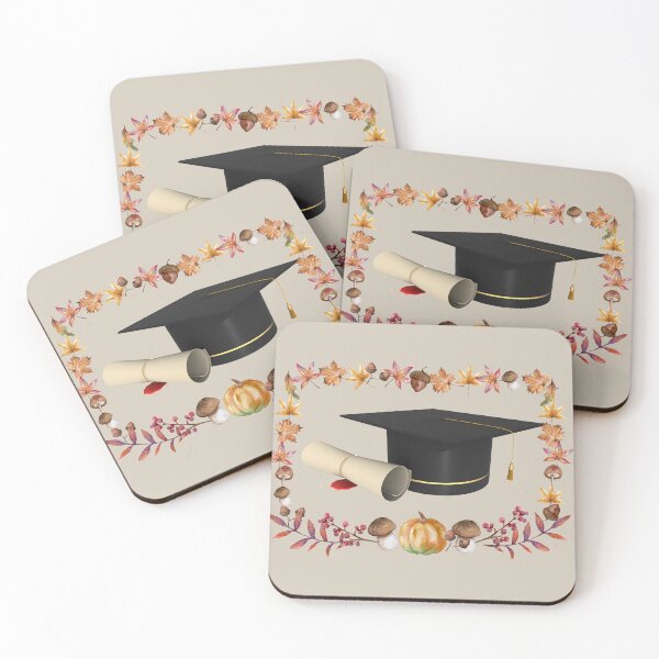 Item preview, Watercolour autumn graduation hat and diploma with leaves, berries, mushrooms and nuts of the fall season  designed and sold by Lady-Frost.