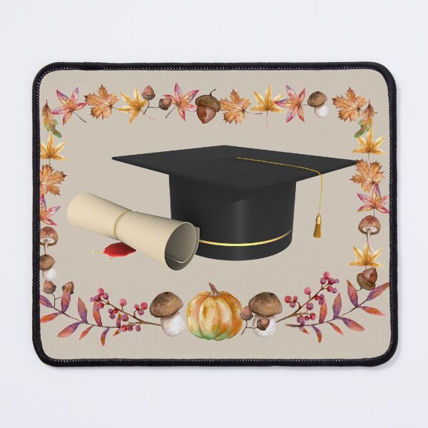 Item preview, Watercolour autumn graduation hat and diploma with leaves, berries, mushrooms and nuts of the fall season designed and sold by Lady-Frost.