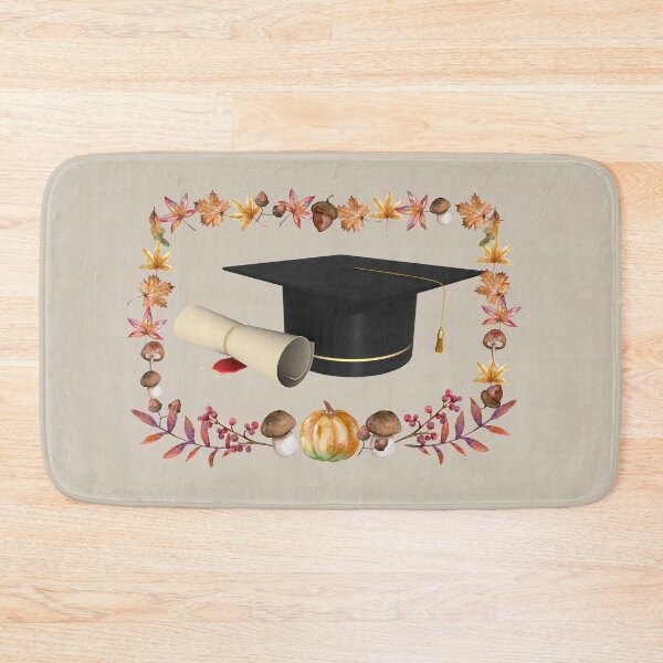 Item preview, Watercolour autumn graduation hat and diploma with leaves, berries, mushrooms and nuts of the fall season  designed and sold by Lady-Frost.