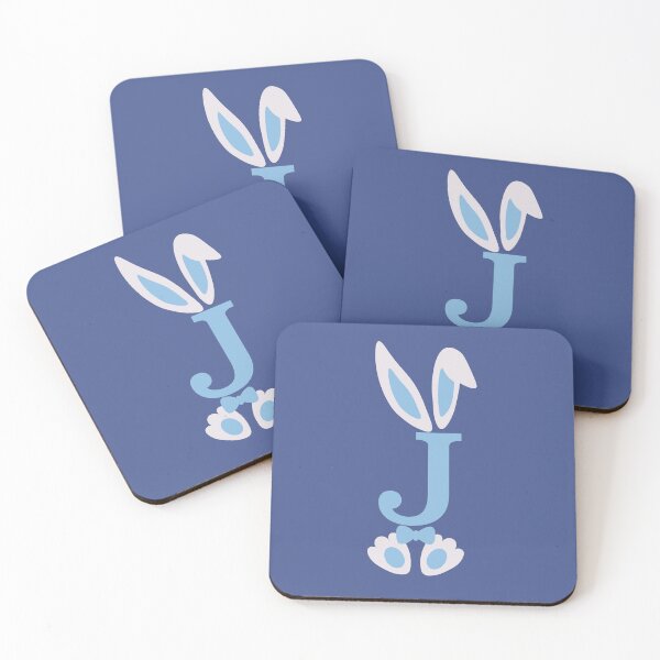 Item preview, J Letter Monogram Initial Blue Bunny Easter designed and sold by SpringMoonPress.