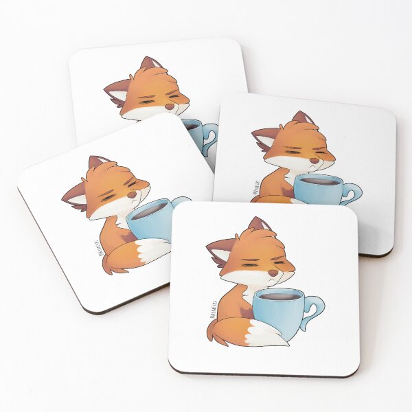 Item preview, Little tired fox with coffee V2 designed and sold by Nura-Fuks.
