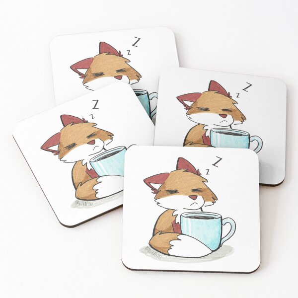 Item preview, Tired Little Fox with Coffee Mug V1 designed and sold by Nura-Fuks.