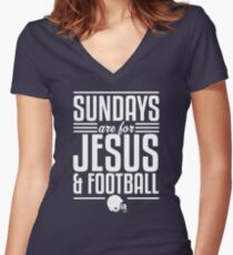 Sundays are for Jesus and Football Women's Fitted V-Neck T-Shirt