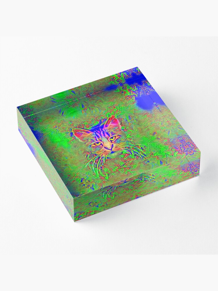 Alternate view of Polar aurora cat Acrylic Block