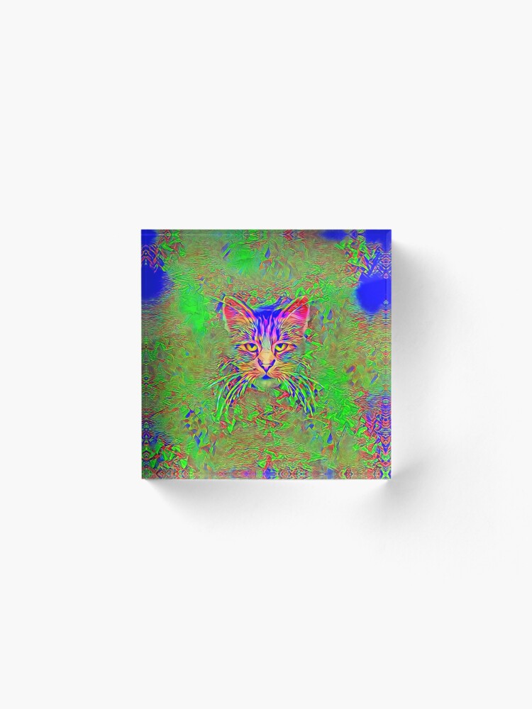 Alternate view of Polar aurora cat Acrylic Block