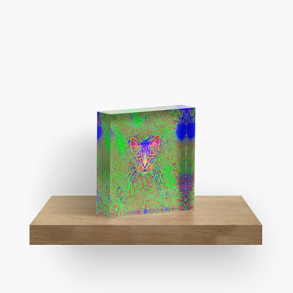 Polar aurora cat Acrylic Block