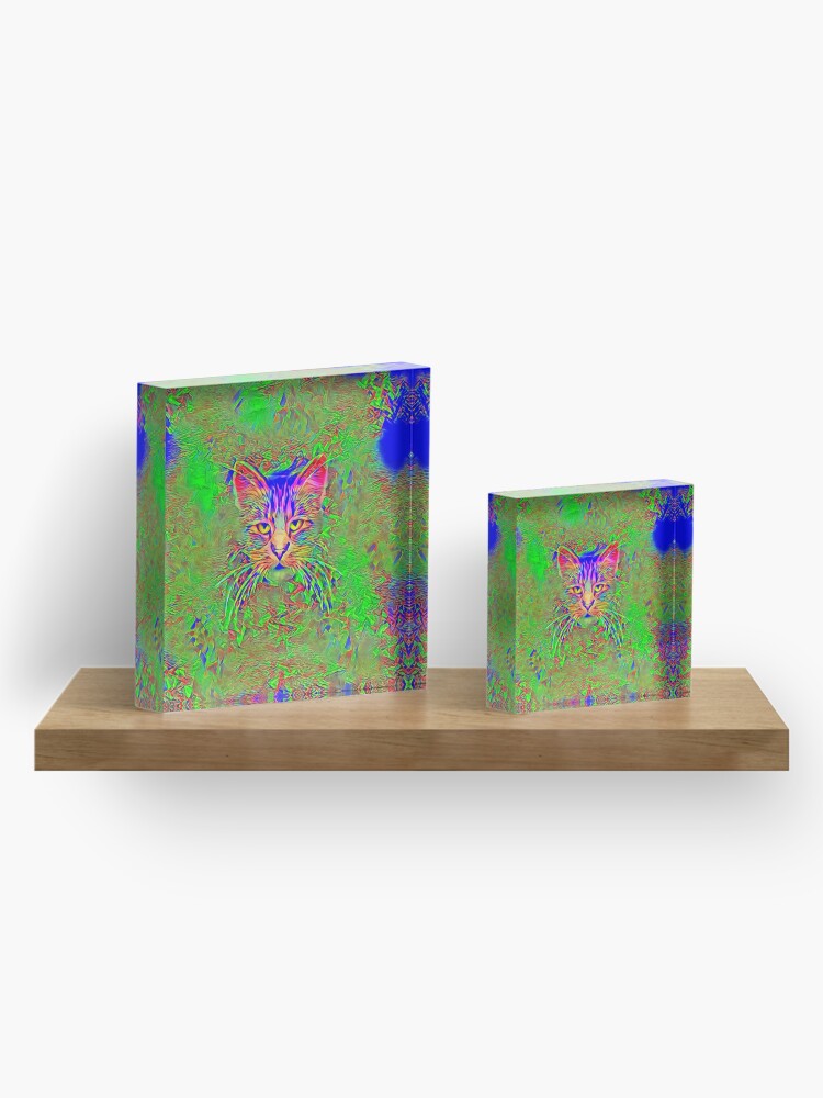 Alternate view of Polar aurora cat Acrylic Block