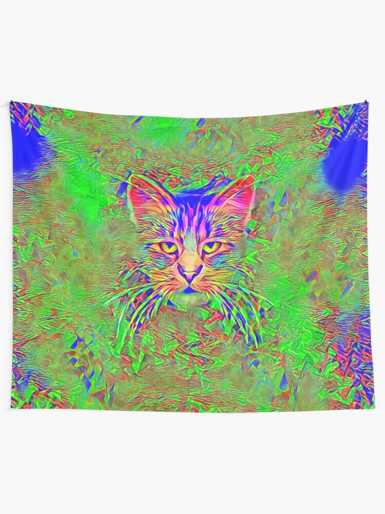 Alternate view of Polar aurora cat Wall Tapestry