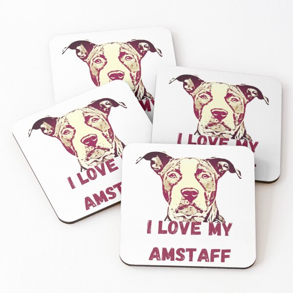 Item preview, I Love My AmStaff - Staffy Head designed and sold by NiftyTees.