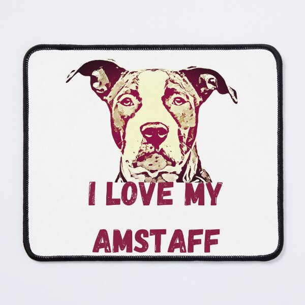 Item preview, I Love My AmStaff - Staffy Head designed and sold by NiftyTees.