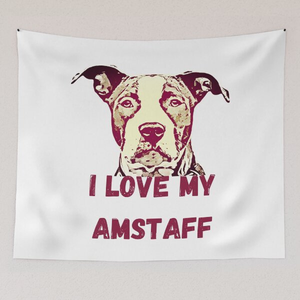 Item preview, I Love My AmStaff - Staffy Head designed and sold by NiftyTees.