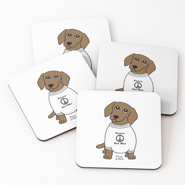 Item preview, Cute Dachshund Sausage Dog with Peace Not War Jumper designed and sold by Scat the cat.