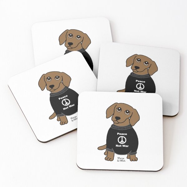 Item preview, Cute Dachshund Sausage Dog with Peace Not War Jumper designed and sold by Scat the cat.