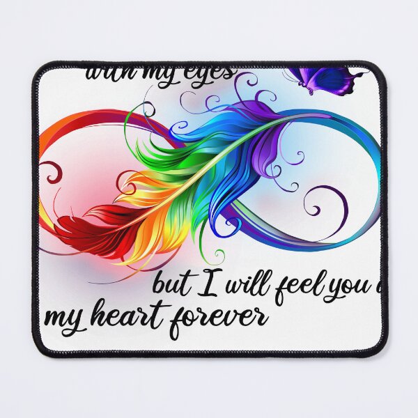 Item preview, I can no longer see you with my eyes, but I will feel you in my heart forever, sentimental quote, feather and butterfly, infinity sign designed and sold by GeradoSadow.