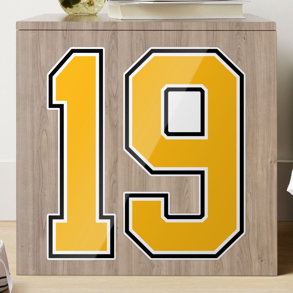 Yellow Number 19 lucky sports jersey nineteen Sticker for Sale by  HeavyStyle