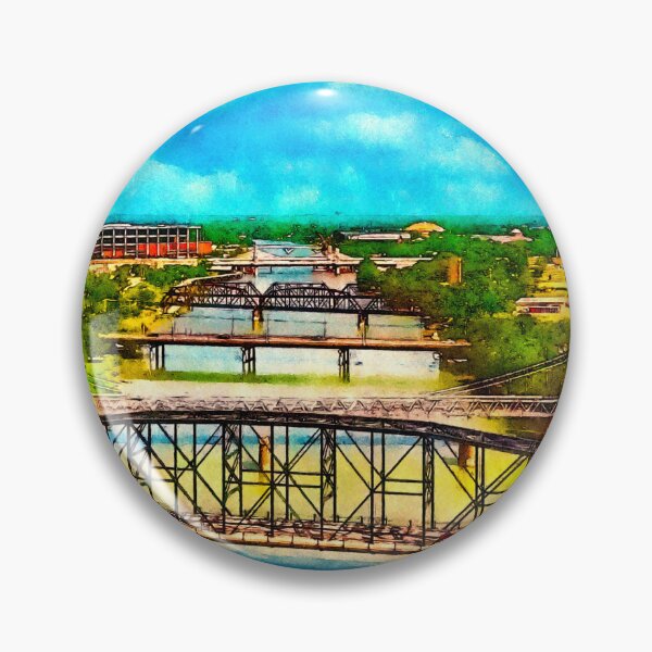 Item preview, Bridges over Brazos River in Waco, Texas - watercolor painting designed and sold by NickoPrints.