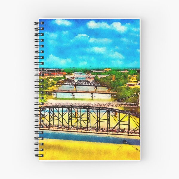 Item preview, Bridges over Brazos River in Waco, Texas - watercolor painting designed and sold by NickoPrints.