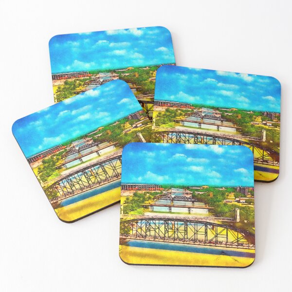Item preview, Bridges over Brazos River in Waco, Texas - watercolor painting designed and sold by NickoPrints.
