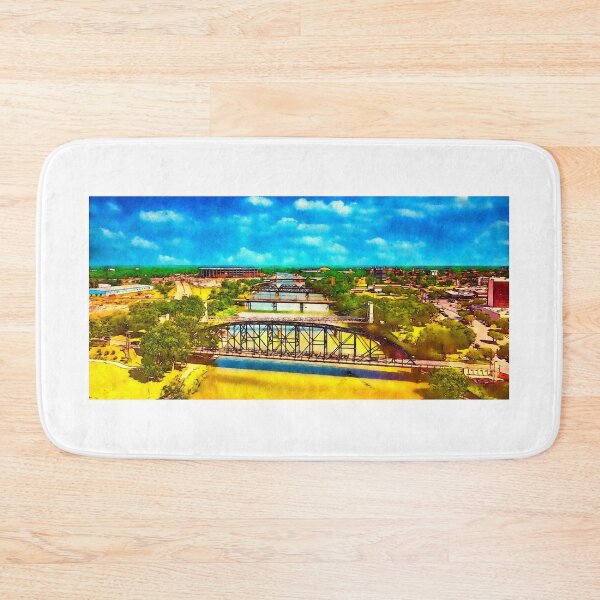 Item preview, Bridges over Brazos River in Waco, Texas - watercolor painting designed and sold by NickoPrints.
