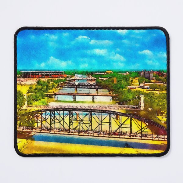 Item preview, Bridges over Brazos River in Waco, Texas - watercolor painting designed and sold by NickoPrints.