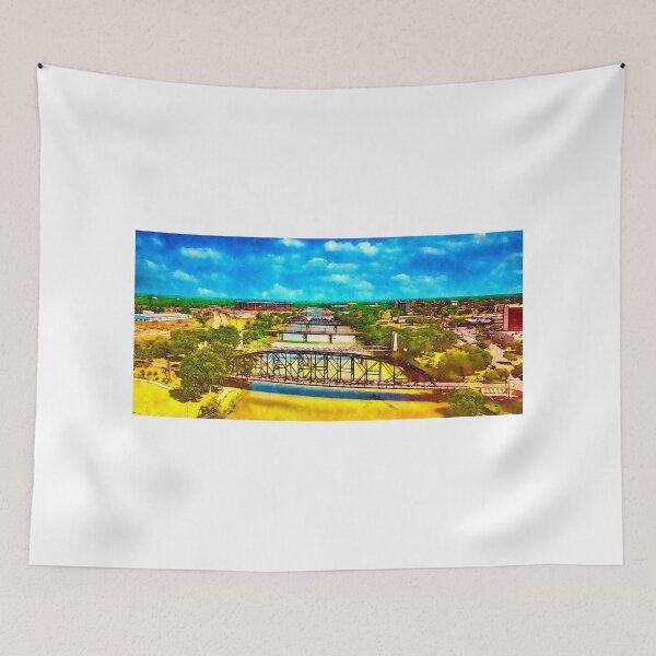 Item preview, Bridges over Brazos River in Waco, Texas - watercolor painting designed and sold by NickoPrints.