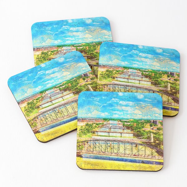 Item preview, Bridges over Brazos River in Waco, Texas - digital painting designed and sold by NickoPrints.