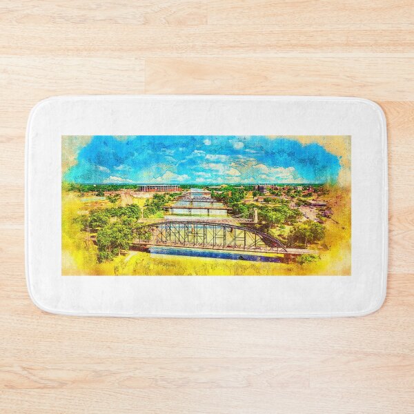 Item preview, Bridges over Brazos River in Waco, Texas - digital painting designed and sold by NickoPrints.