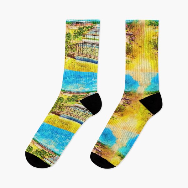 Item preview, Bridges over Brazos River in Waco, Texas - digital painting designed and sold by NickoPrints.