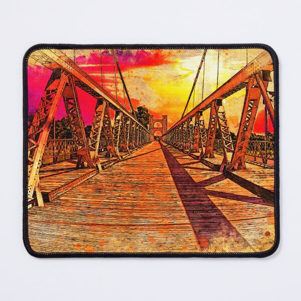 Item preview, The deck of Waco Suspension Bridge at sunset - digital painting with a vintage look designed and sold by NickoPrints.