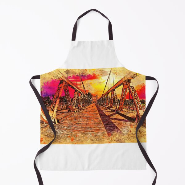 Item preview, The deck of Waco Suspension Bridge at sunset - digital painting with a vintage look designed and sold by NickoPrints.
