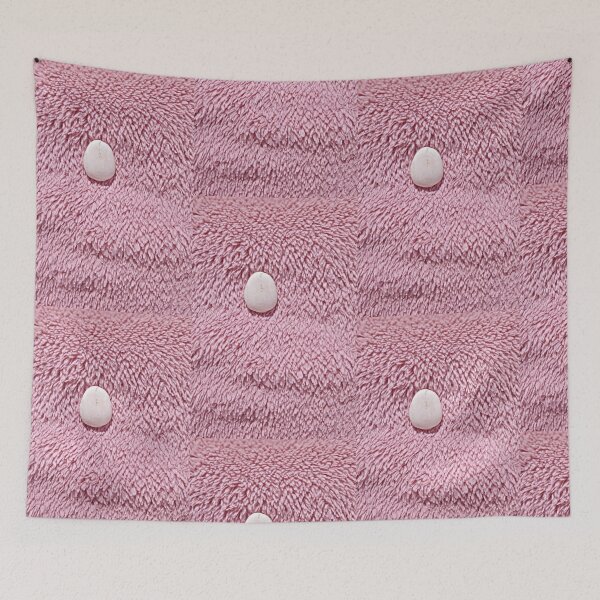 Item preview, One single white rock on pink fluffy backround designed and sold by GG4YOU BEASTSHOP.