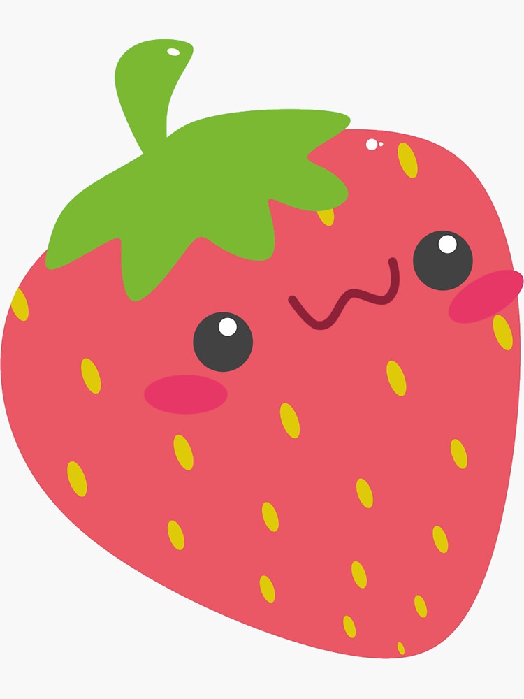 Thumbnail 3 of 3, Sticker, Strawberry Cute Face designed and sold by JiggsFashion.