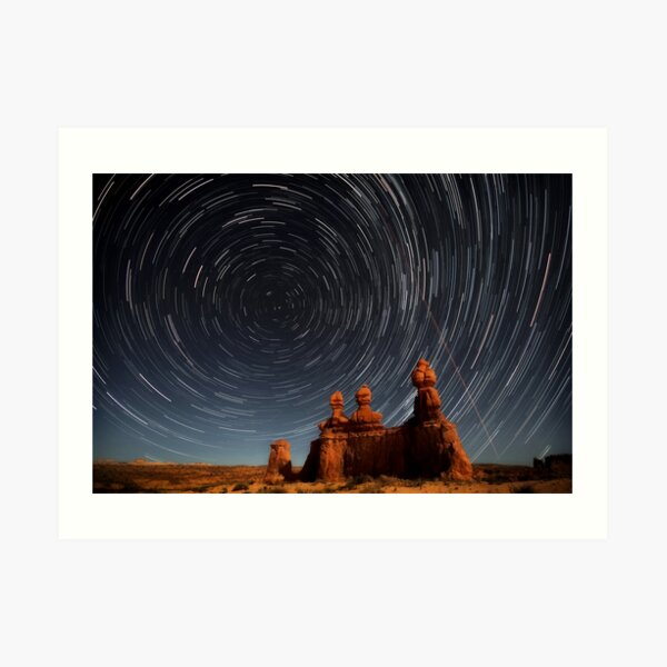 Star trails in Goblin valley Art Print