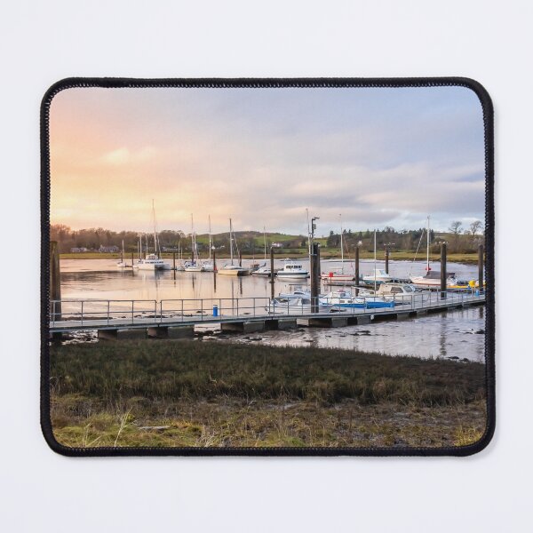Item preview, Sunset over Kirkcudbright marina and harbour in winter, with boats moored, Dumfries and Galloway, Scotland designed and sold by SnapTPhotograph.