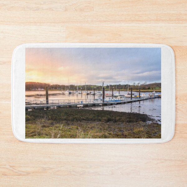 Item preview, Sunset over Kirkcudbright marina and harbour in winter, with boats moored, Dumfries and Galloway, Scotland designed and sold by SnapTPhotograph.