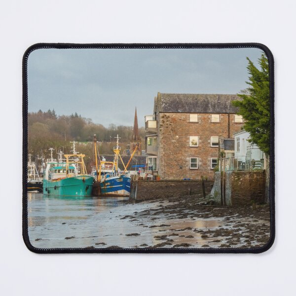 Item preview, Fishing trawlers moored at Kirkcudbright harbour at lowtide in the winter, Dumfries and Galloway, Scotland designed and sold by SnapTPhotograph.