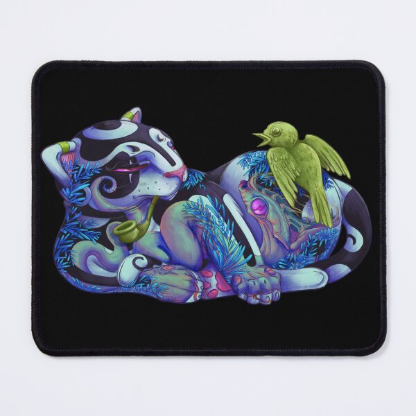 Item preview, Monmon Chilling Cat with Golden Bird designed and sold by NevermindOnArt.