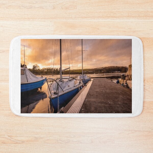 Item preview, Yachts moored at Kirkcudbright marina at sunset in winter on the River Dee estuary, Dumfries and Galloway, Scotland designed and sold by SnapTPhotograph.
