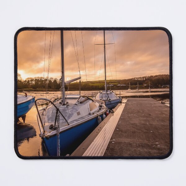 Item preview, Yachts moored at Kirkcudbright marina at sunset in winter on the River Dee estuary, Dumfries and Galloway, Scotland designed and sold by SnapTPhotograph.