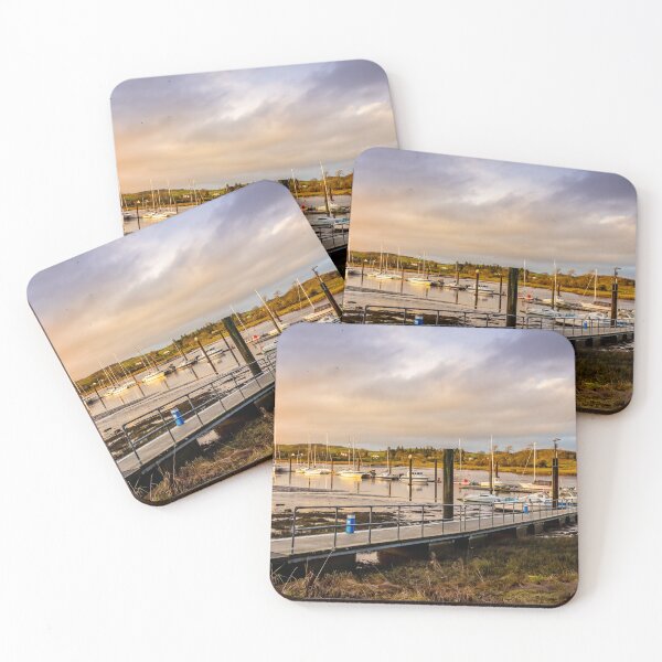 Item preview, Sunset over Kirkcudbright marina and harbour in winter, with boats moored, Dumfries and Galloway, Scotland designed and sold by SnapTPhotograph.