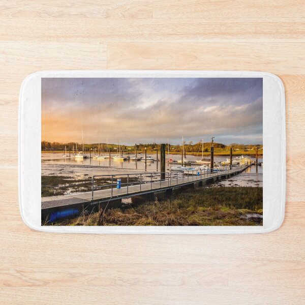 Item preview, Sunset over Kirkcudbright marina and harbour in winter, with boats moored, Dumfries and Galloway, Scotland designed and sold by SnapTPhotograph.