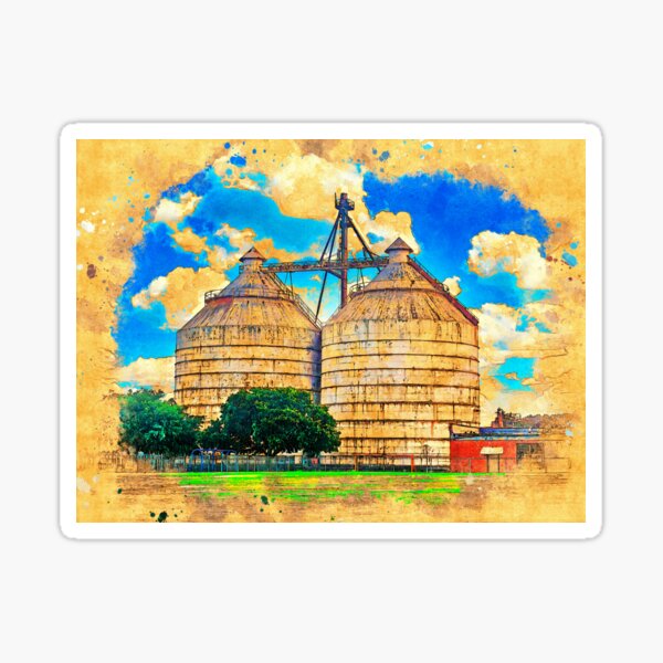 Vista previa del artículo con la obra «Magnolia Silos en Waco, Texas - pintura digital», diseñado y vendido por NickoPrints.